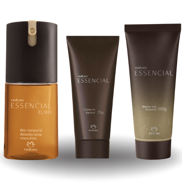 Kit Natura Essencial Masculino Creme Barbear 75g Deo Corporal 100ml 3 Itens
