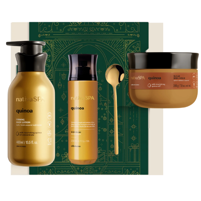 O Boticário Nativa SPA Quinoa Gift Set — Body Splash + Loção + Esfoliante