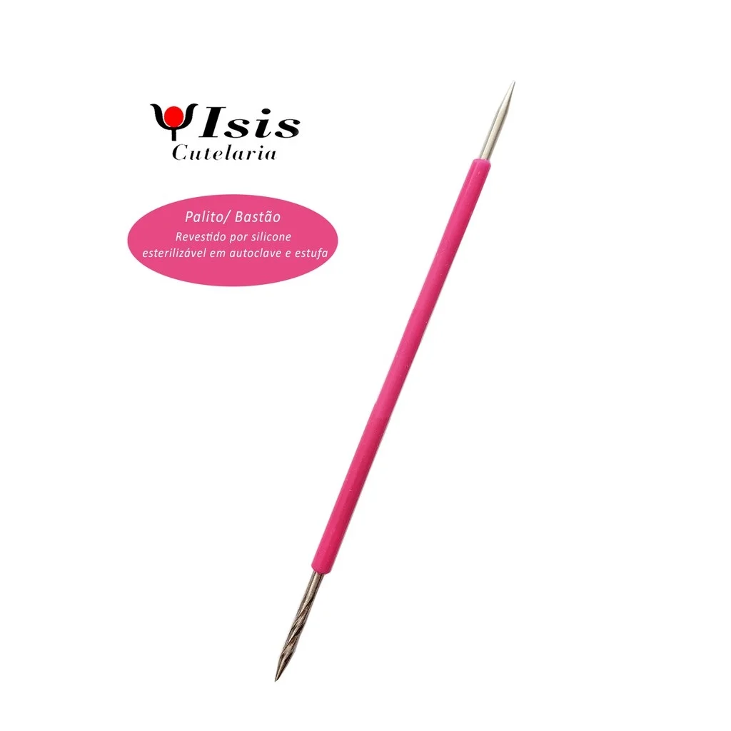 Isis Cutelaria Palito Duplo Inox Rosa Manicure Pedicure