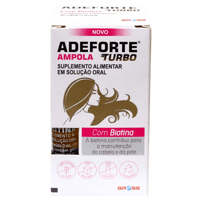 Adeforte Turbo Ampola Suplemento Alimentar | Biotina + Vitaminas Para Cabelos, Unhas e Pele