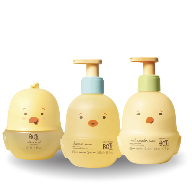O Boticario Boti Baby Kit Cabelo Shampoo Suave e Condicionador Suave e Colonia do Sol