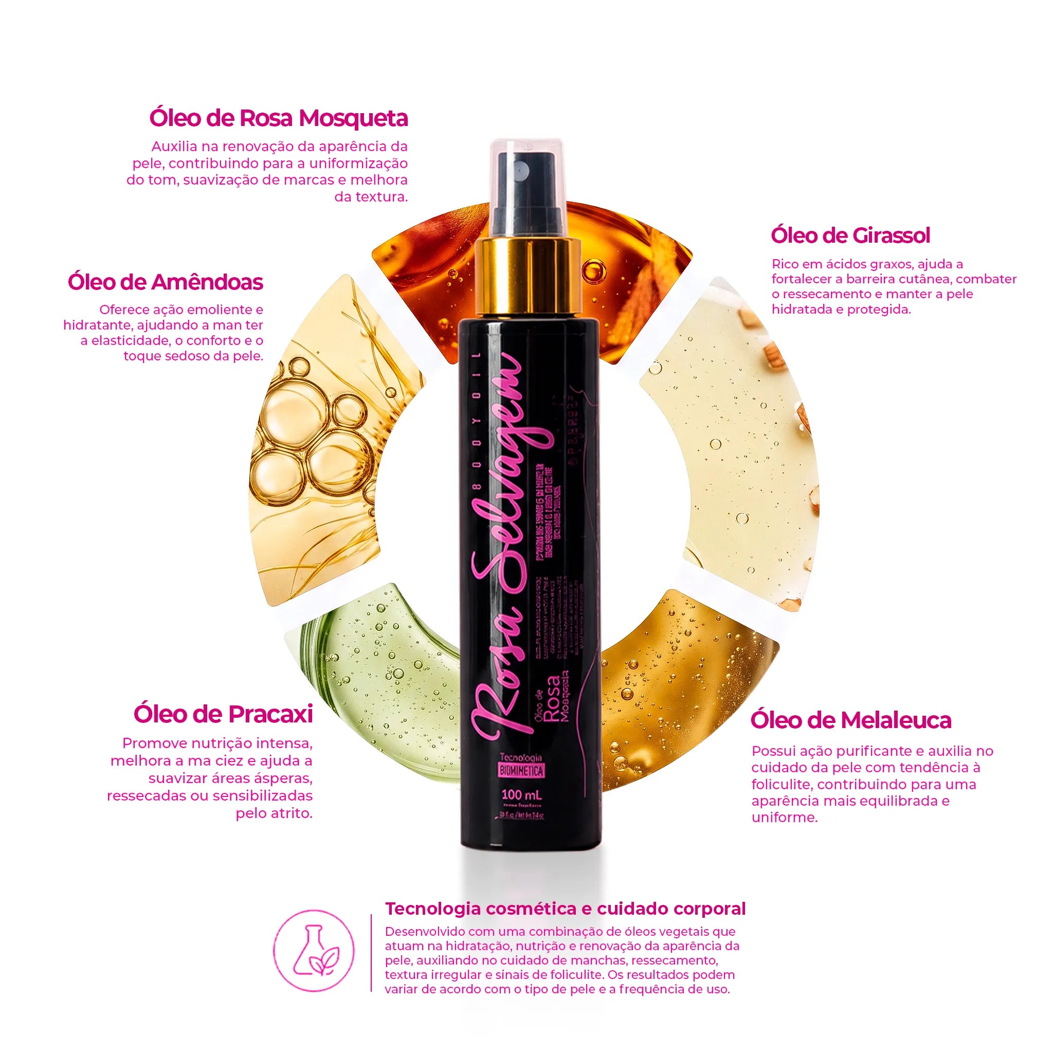 Rosa Selvagem Óleo Clareador de Pele 100ml