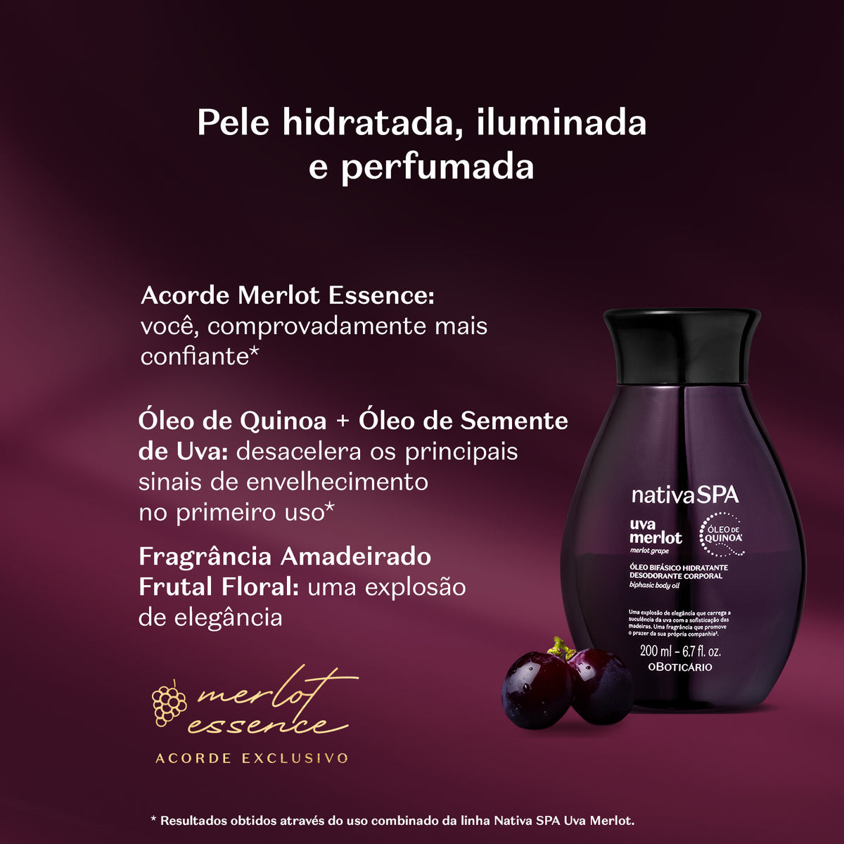 O Boticário Nativa SPA Uva Merlot Óleo Bifásico 200ml