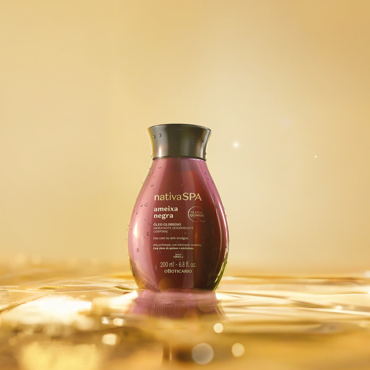 Nativa SPA Ameixa Negra Óleo Corporal 200ml - textura dourada