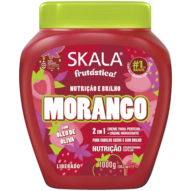 Skala Fruitastic Morango 2 em 1 Treatment Cream 1kg (35.37oz) | Nutrição e Brilho com Óleo de Oliva