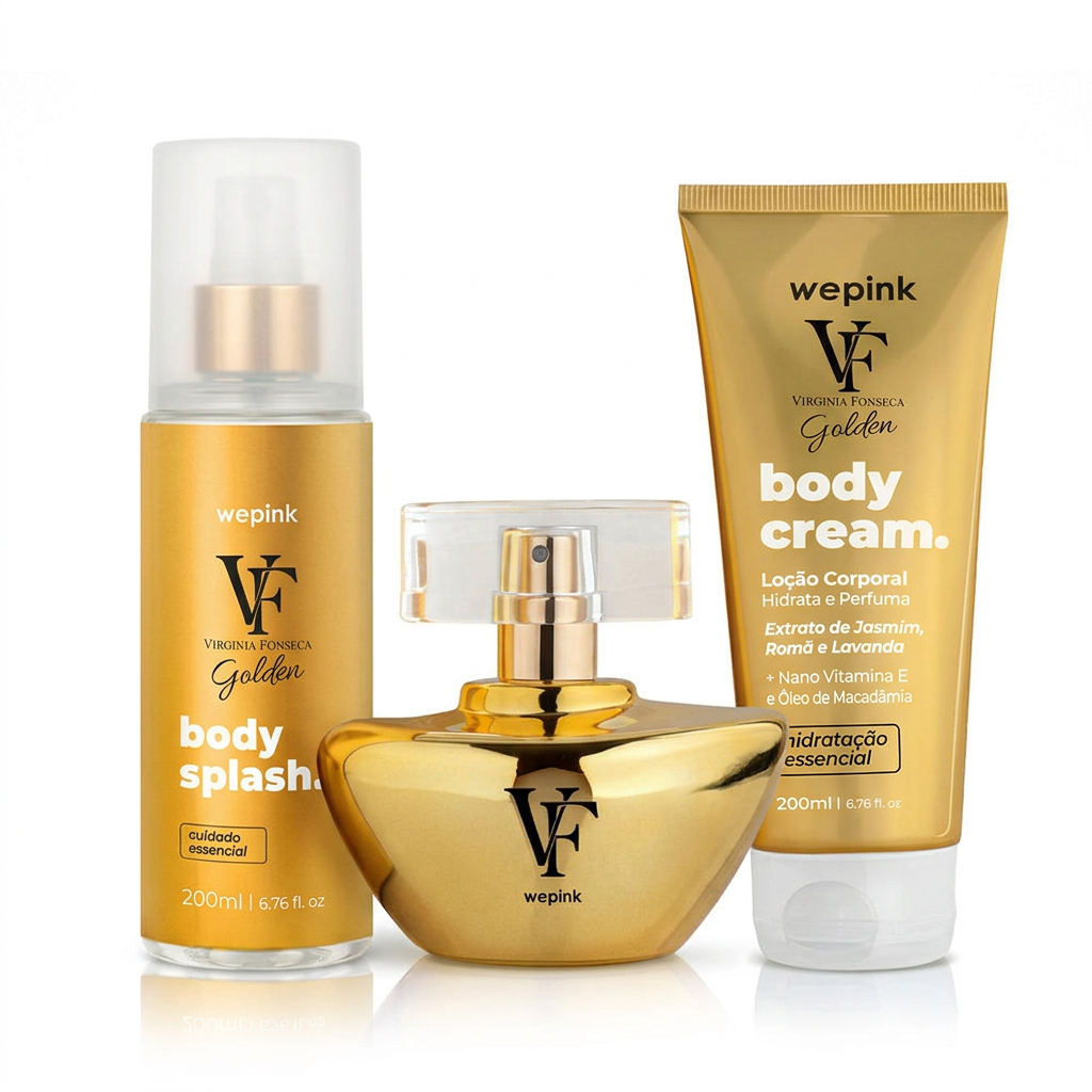 Kit Wepink VF Golden colônia 75ml body splash 200ml e hidratante 200ml