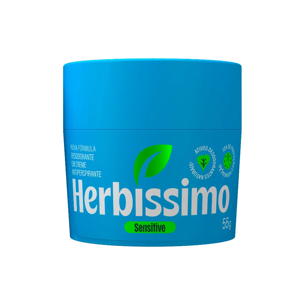 Herbíssimo Desodorante Creme Sensitive 55g | Sem Álcool | Unissex