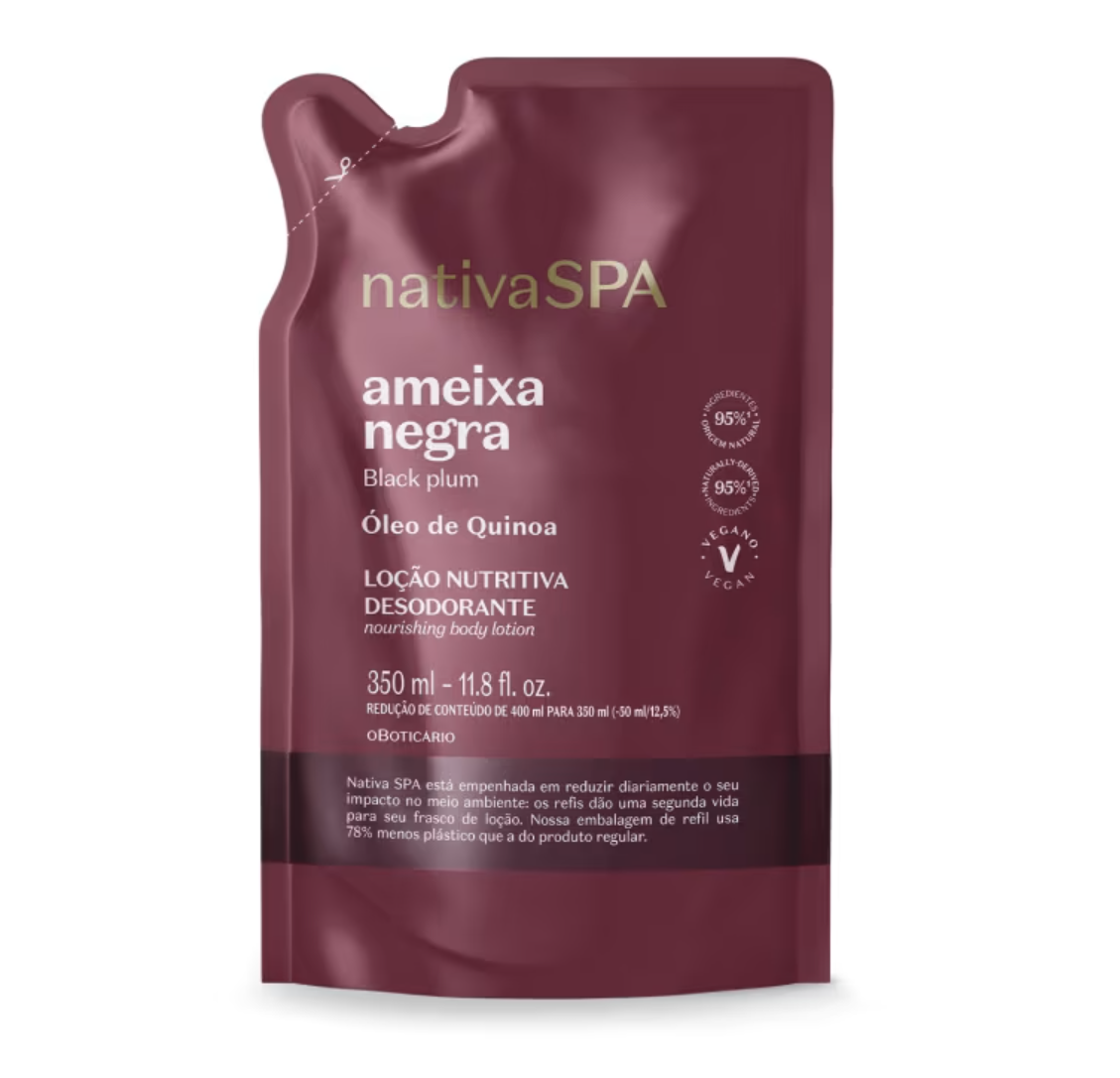 O Boticario Nativa SPA Ameixa Negra Refil Loção Desodorante Hidratante 350ml