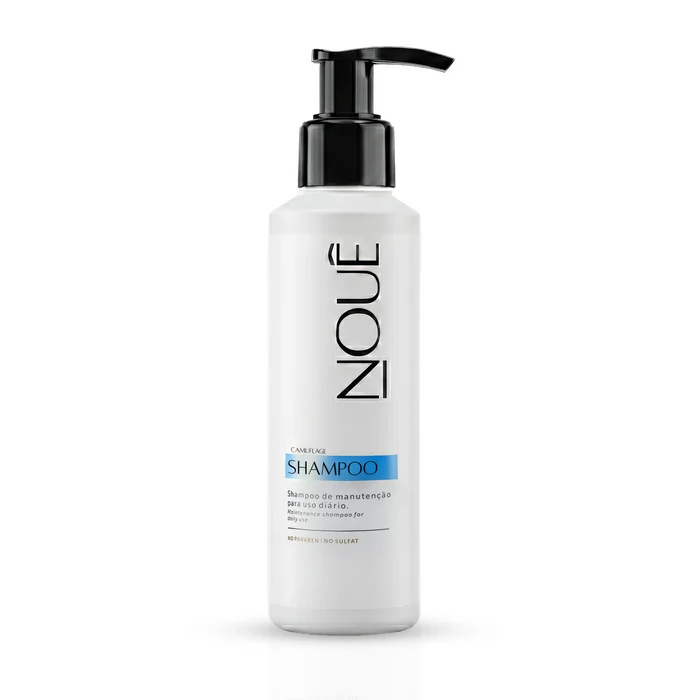 Shampoo Nouê Camuflage 140ml - frasco branco com pump azul
