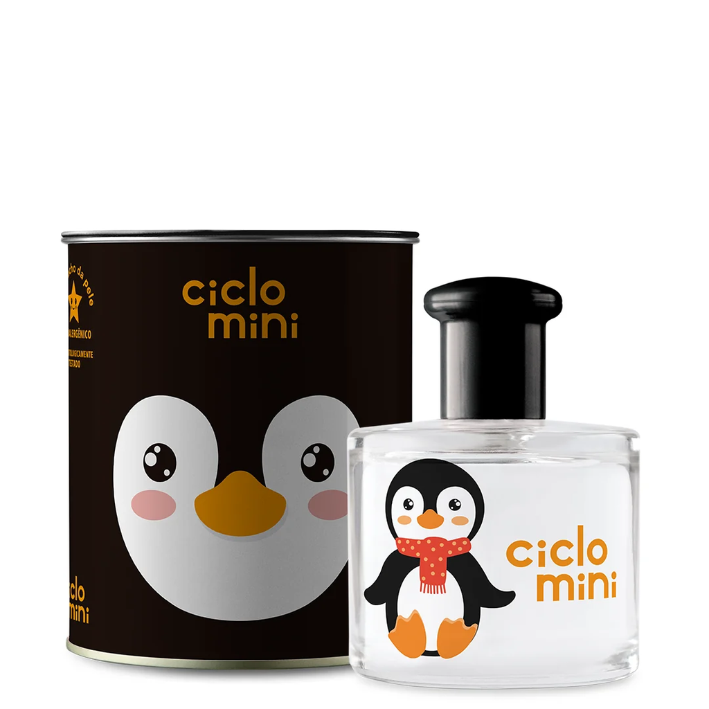 Ciclo Mini Pingucho Água de Colônia 100ml - frasco e lata pinguim preta