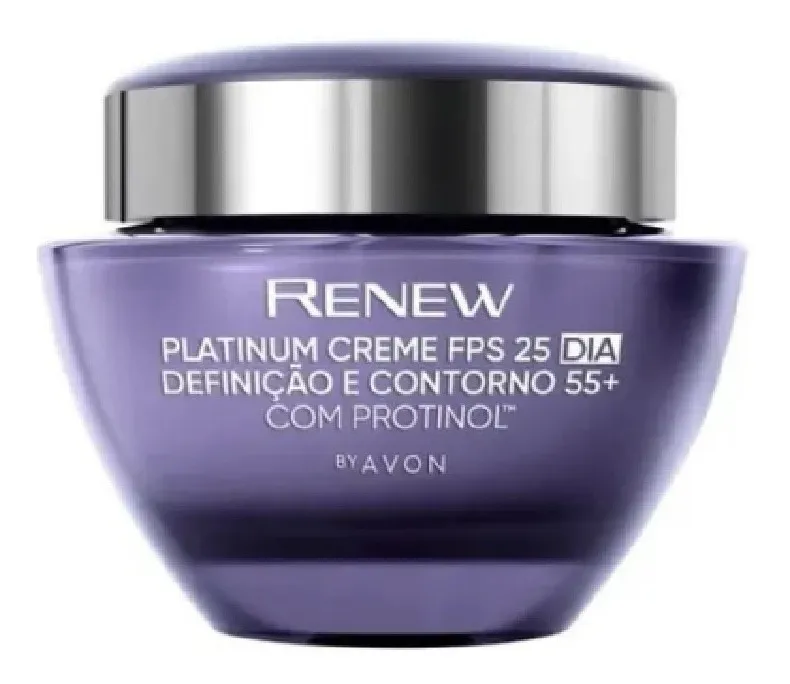 Creme Anti-Idade Avon Renew Platinum Dia FPS 25 | Antirrugas Pele Sensível 55+