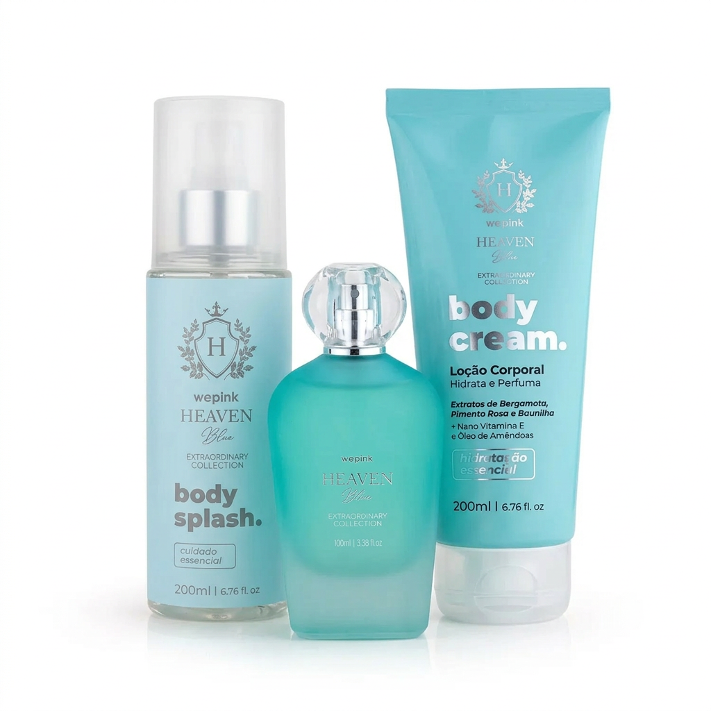 Kit Wepink Heaven Blue colônia 100ml body splash 200ml hidratante 200ml