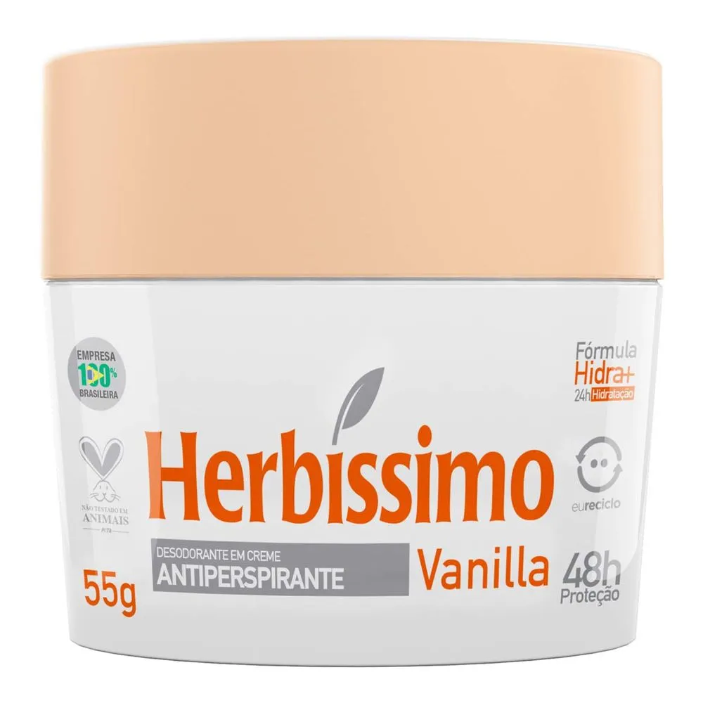 Herbissimo Desodorante Creme Antiperspirante Vanilla Proteção 48h 55g