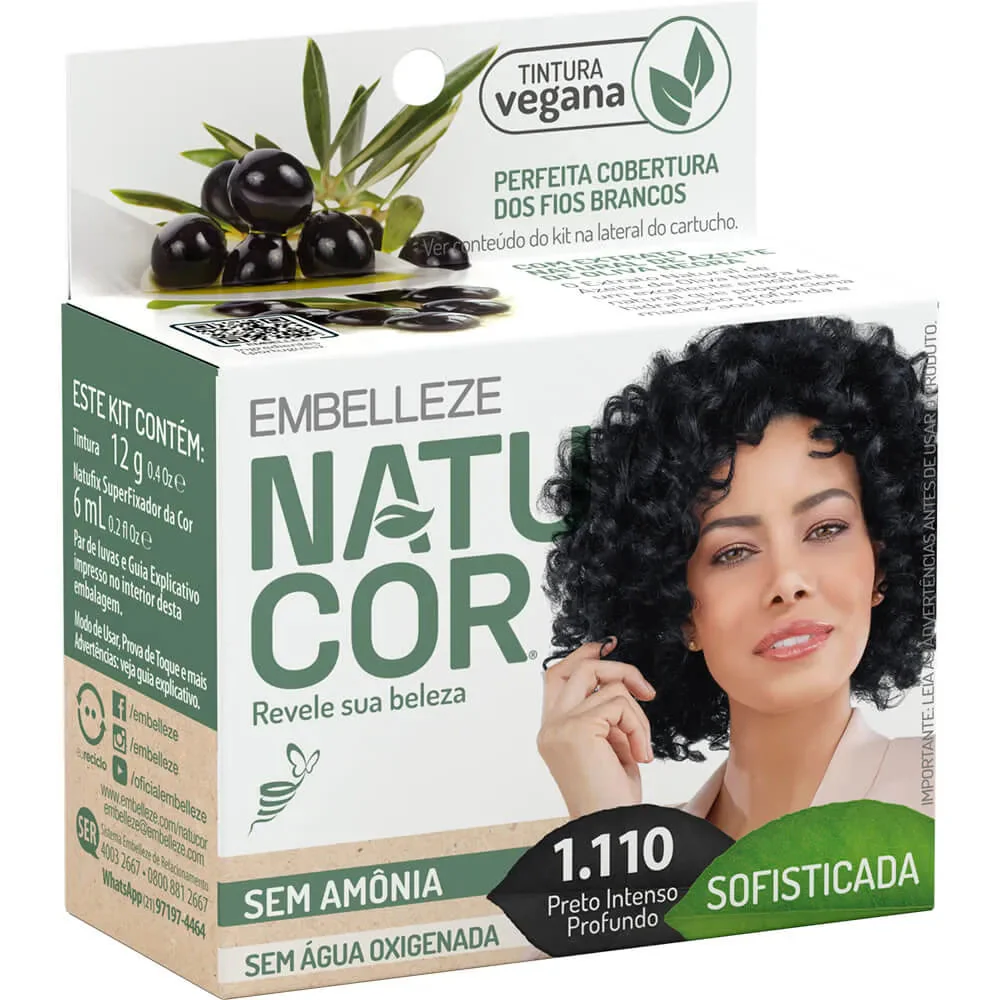 Natucor  Tintura Vegana 1.110 Preto Intenso Profundo