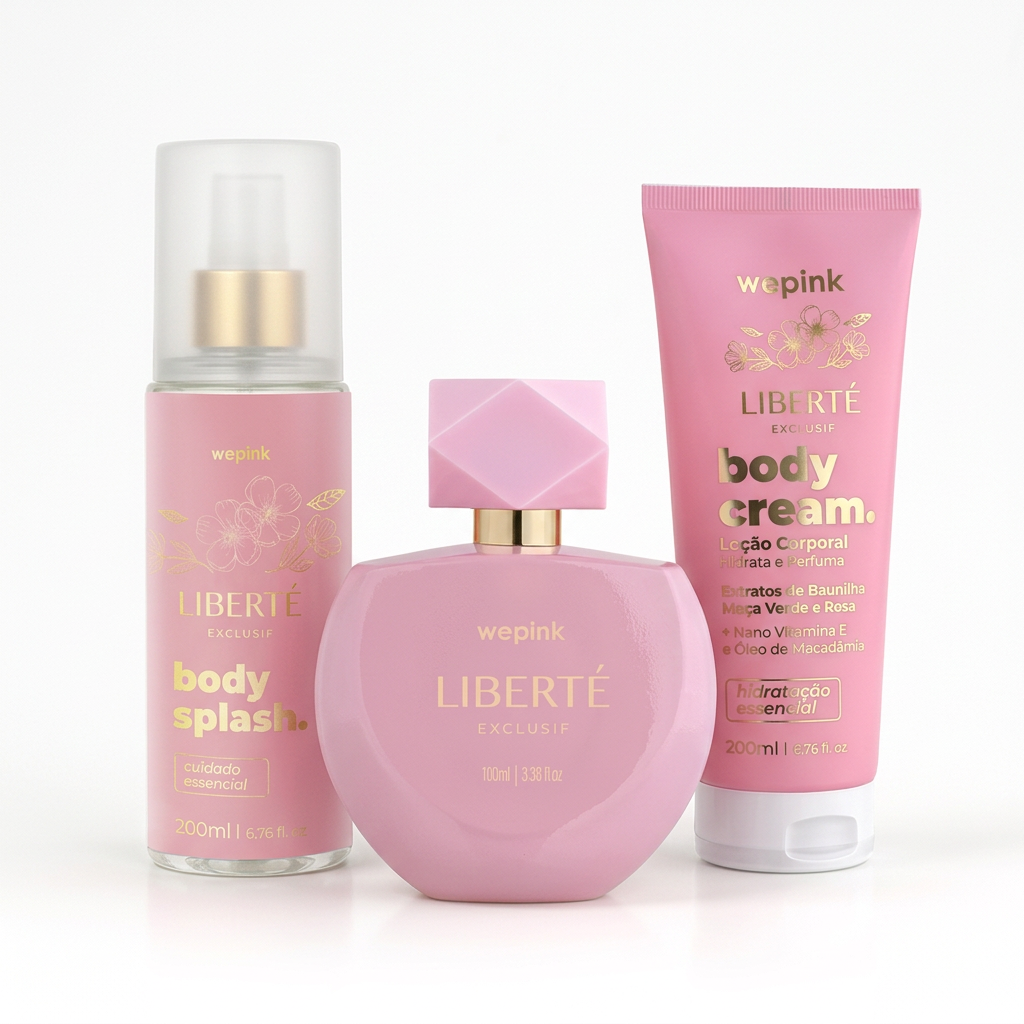 Kit Wepink Liberté Exclusif com colônia 100ml body splash 200ml e hidratante corporal 200ml
