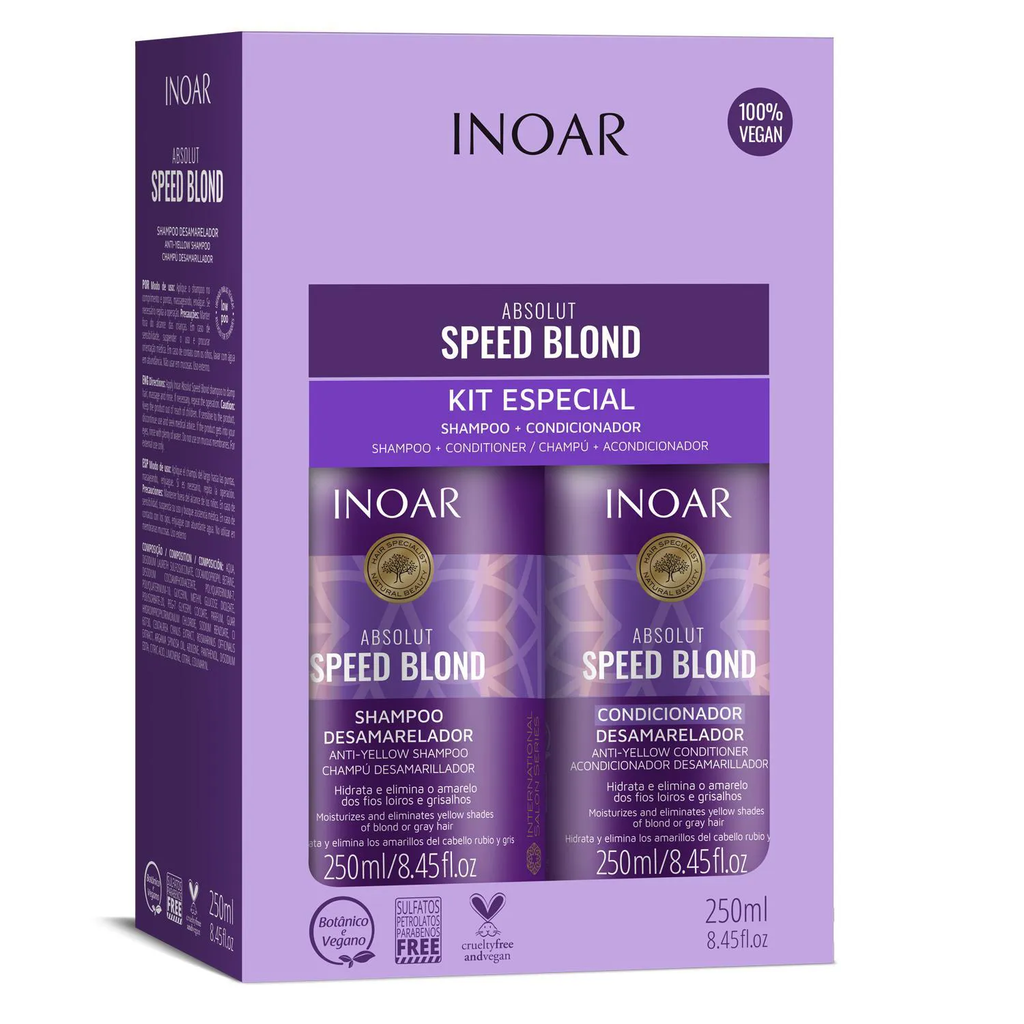 Inoar Absolut Speed Blond Kit Especial Shampoo + Condicionador Desamarelador 250ml