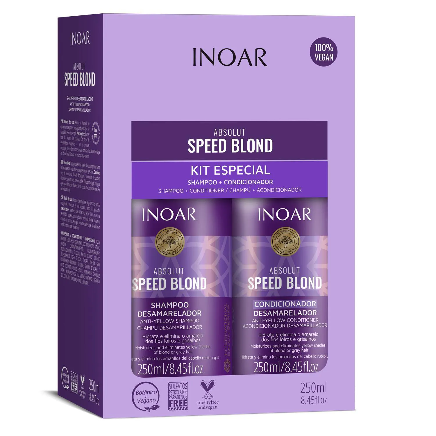 Inoar Absolut Speed Blond Kit Especial Shampoo + Condicionador Desamarelador 250ml