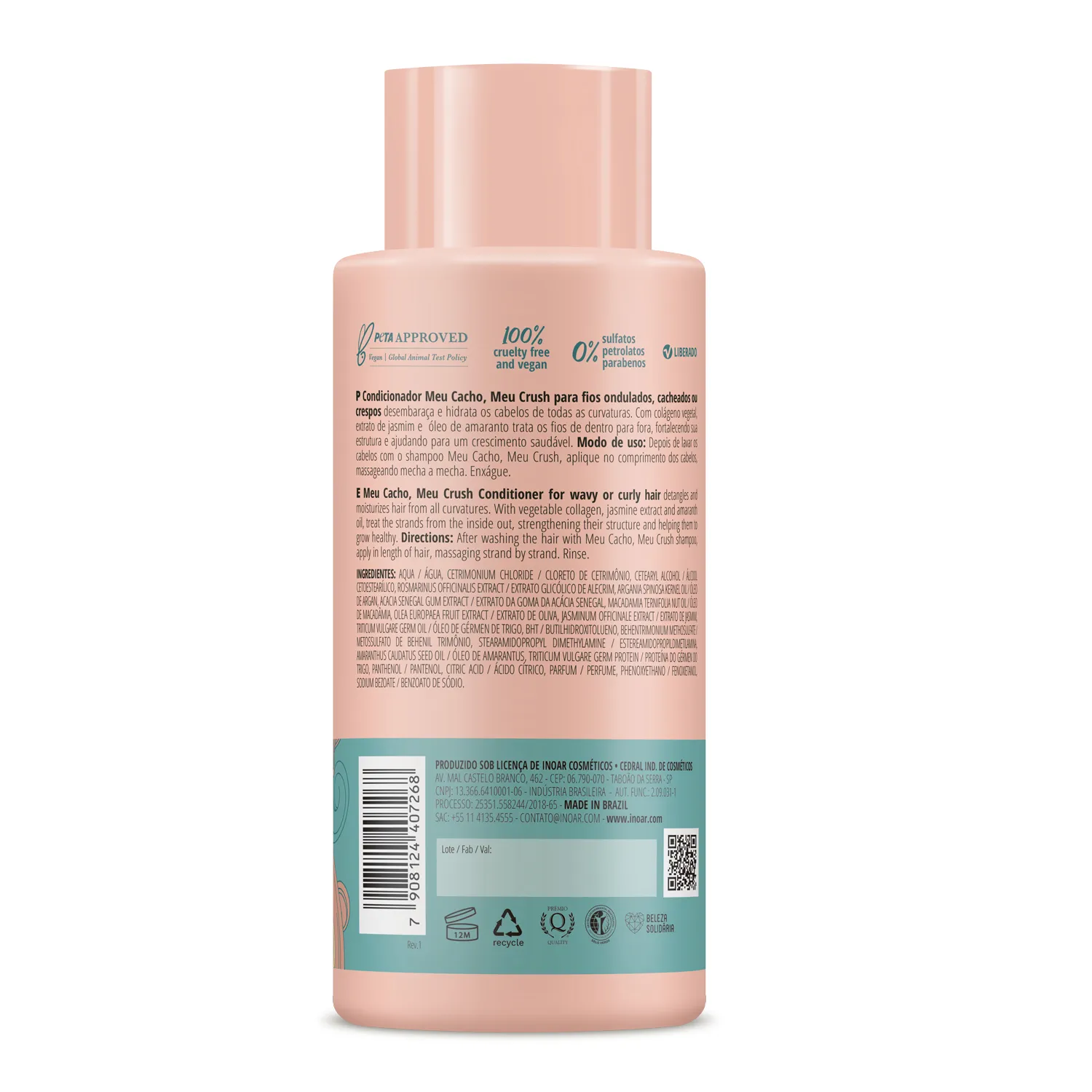 Inoar Meu Cacho Meu Crush Condicionador Hidratacao Intensa 500ml