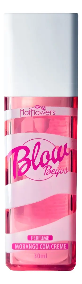 Hot Flowers Blow Beijos Perfume Feminino Morango com Creme 30ml embalagem