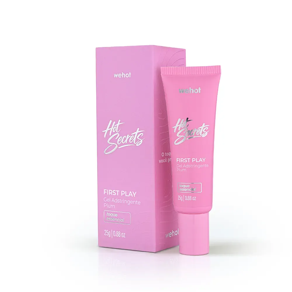 Gel Adstringente First Play Plum Hot Secrets Wehot 25g - caixa e bisnaga rosa