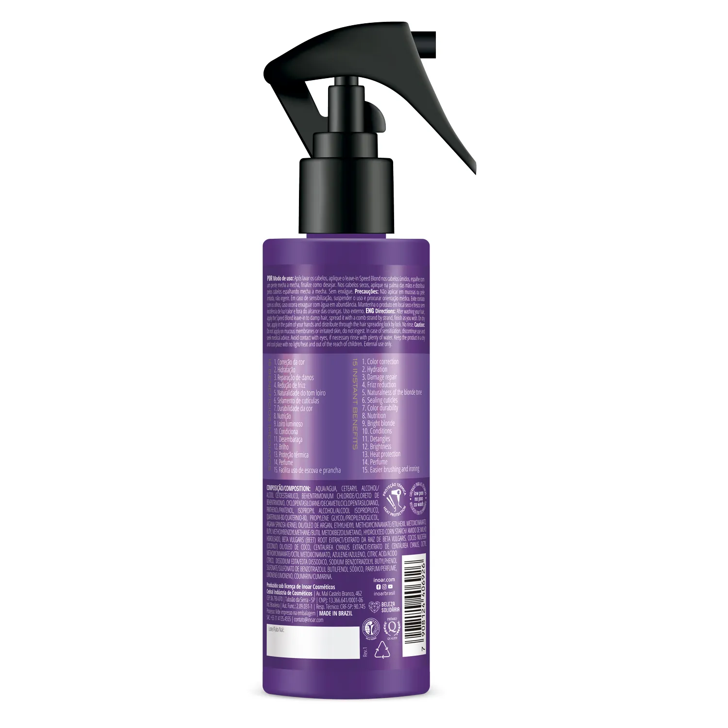 Inoar Absolut Speed Blond Leave-In Matizador Multifuncional 15 Beneficios 200ml