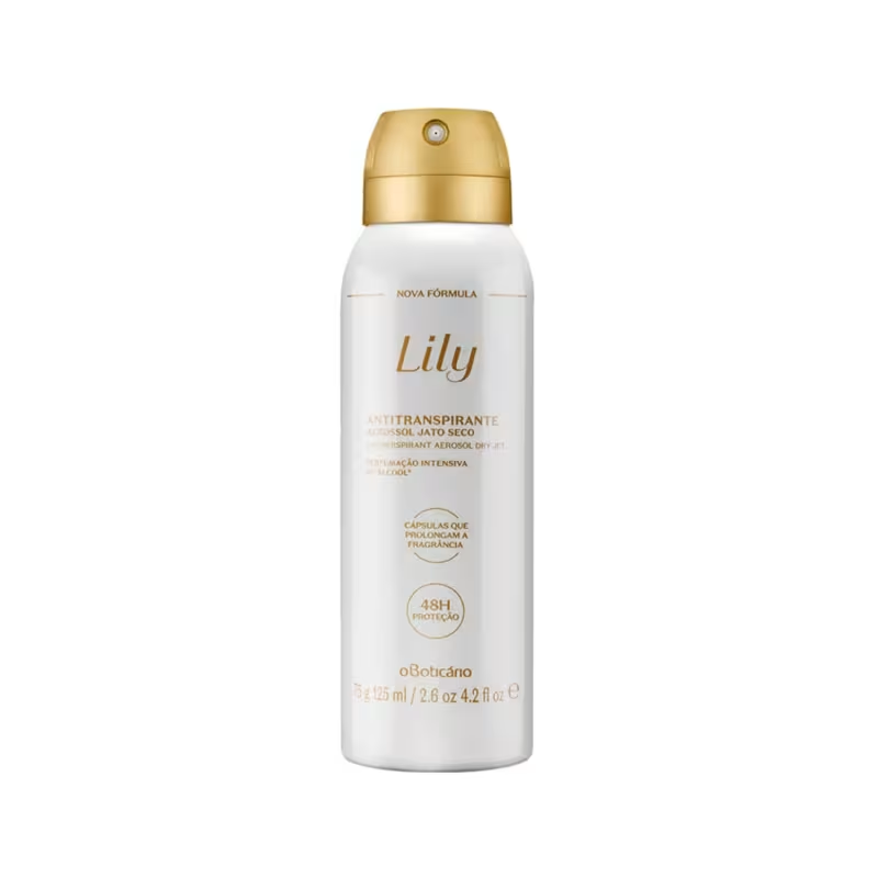 O Boticario Lily Desodorante Antitranspirante Aerosol Jato Seco 48h 75g 125ml