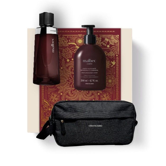 Kit Presente Malbec Colônia 100ml + Hidratante 200ml + Nécessaire | O Boticário