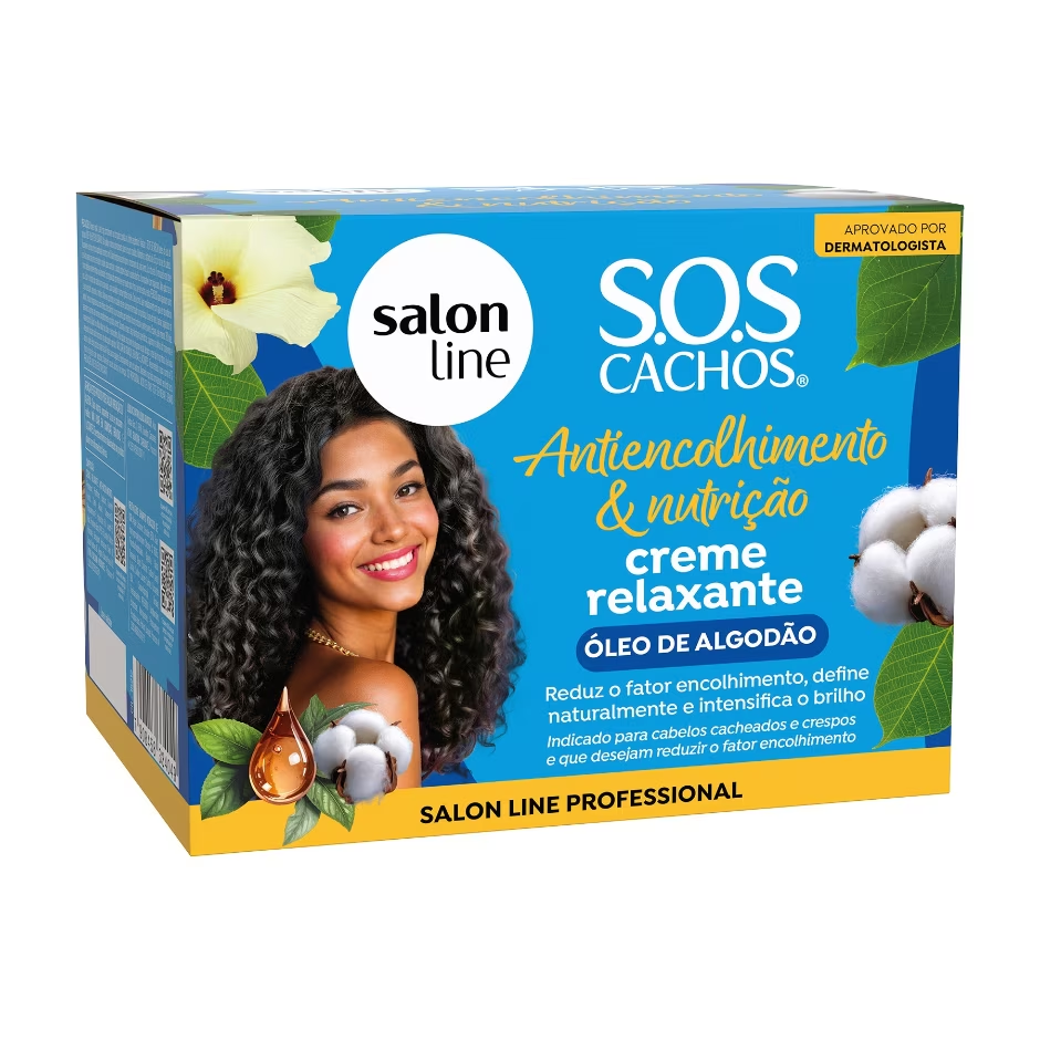 Salon Line S.O.S Cachos Creme Relaxante Antiencolhimento & Nutrição Óleo de Algodão 200g
