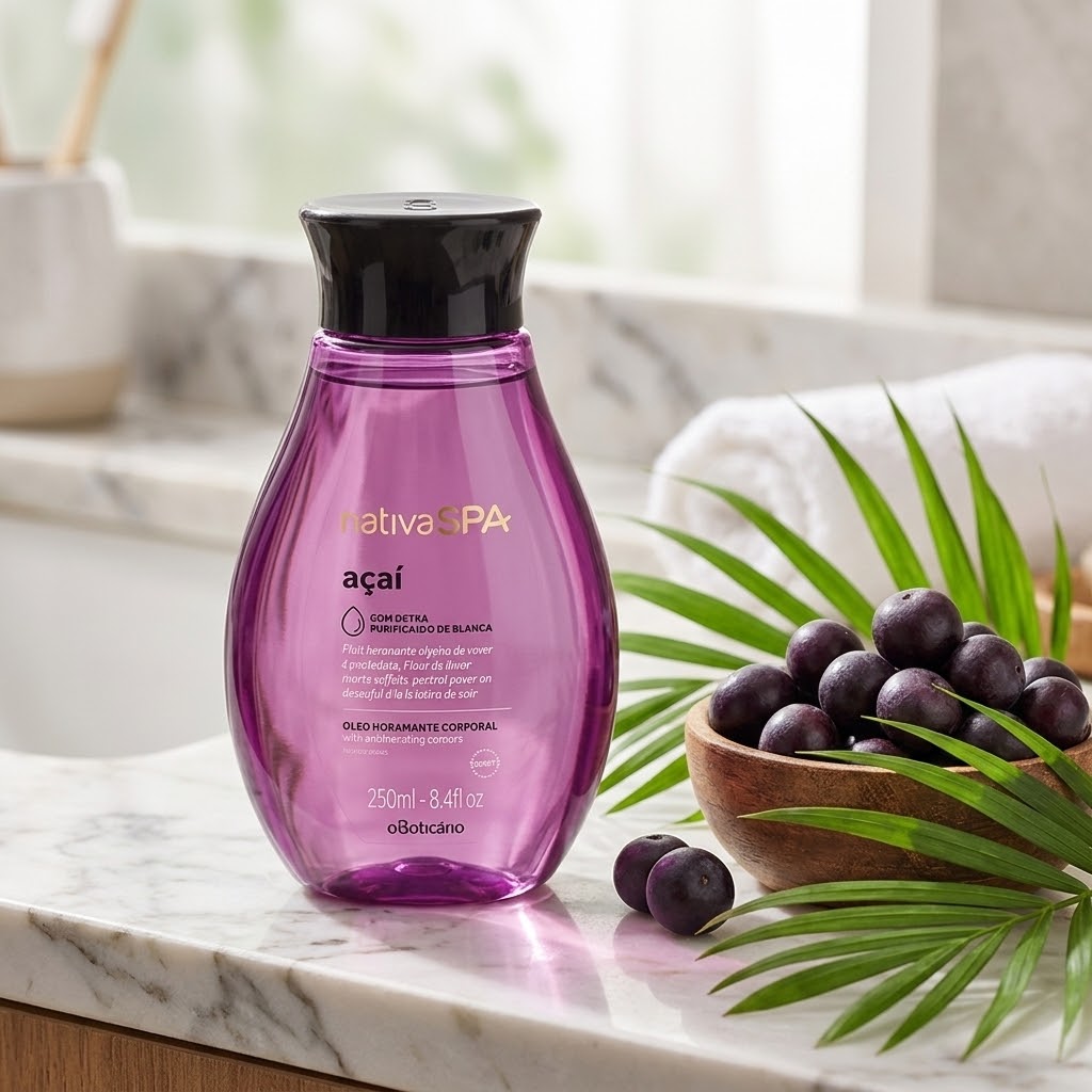O Boticário Nativa SPA Açaí Óleo Corporal 200ml - ambientada com açaí