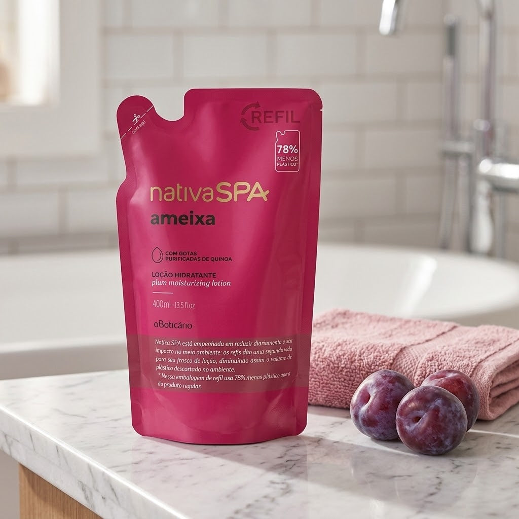 O Boticário Nativa SPA Refil Loção Hidratante Ameixa 400ml - ambientada