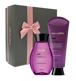 Kit Presente Nativa SPA  Açaí (óleo hidratante + sabonete liquido + embalagem + saco)