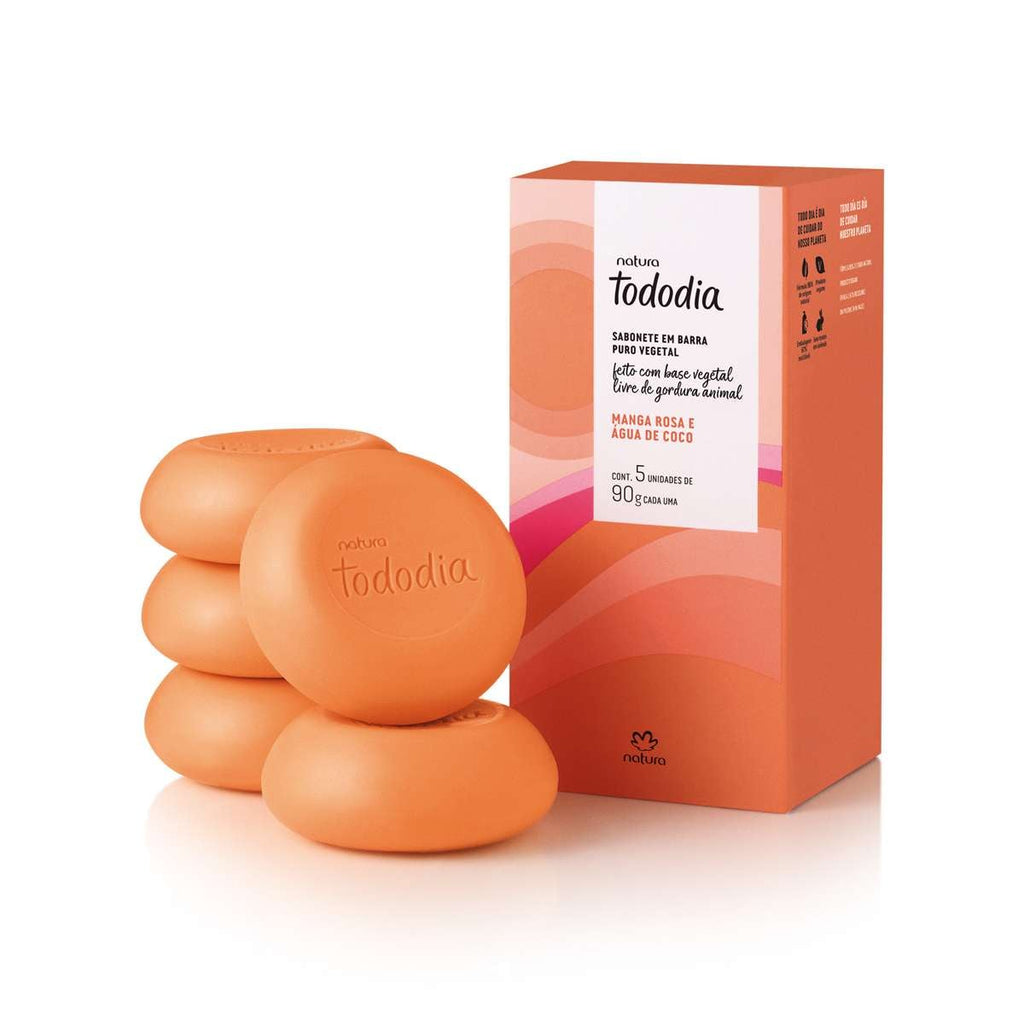 Natura Tododia Sabonete em Barra Puro Vegetal Manga Rosa e Água de Coco 5x90g