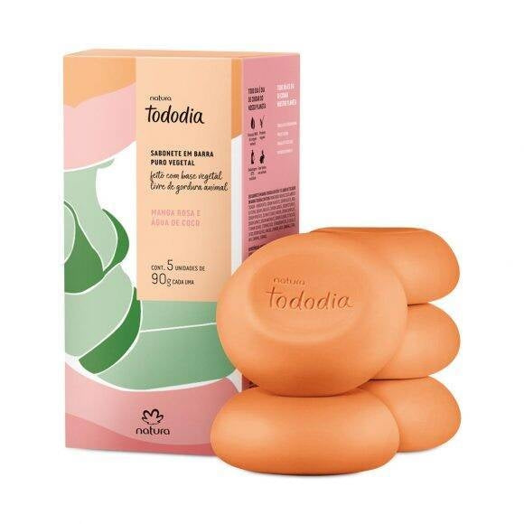 Natura Tododia Sabonete em Barra Puro Vegetal Manga Rosa e Água de Coco 5x90g