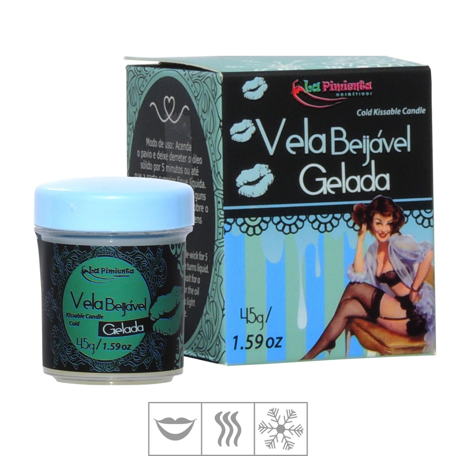 La Pimenta Vela Beijável Gelada Halls Preto Óleo de Massagem 45g