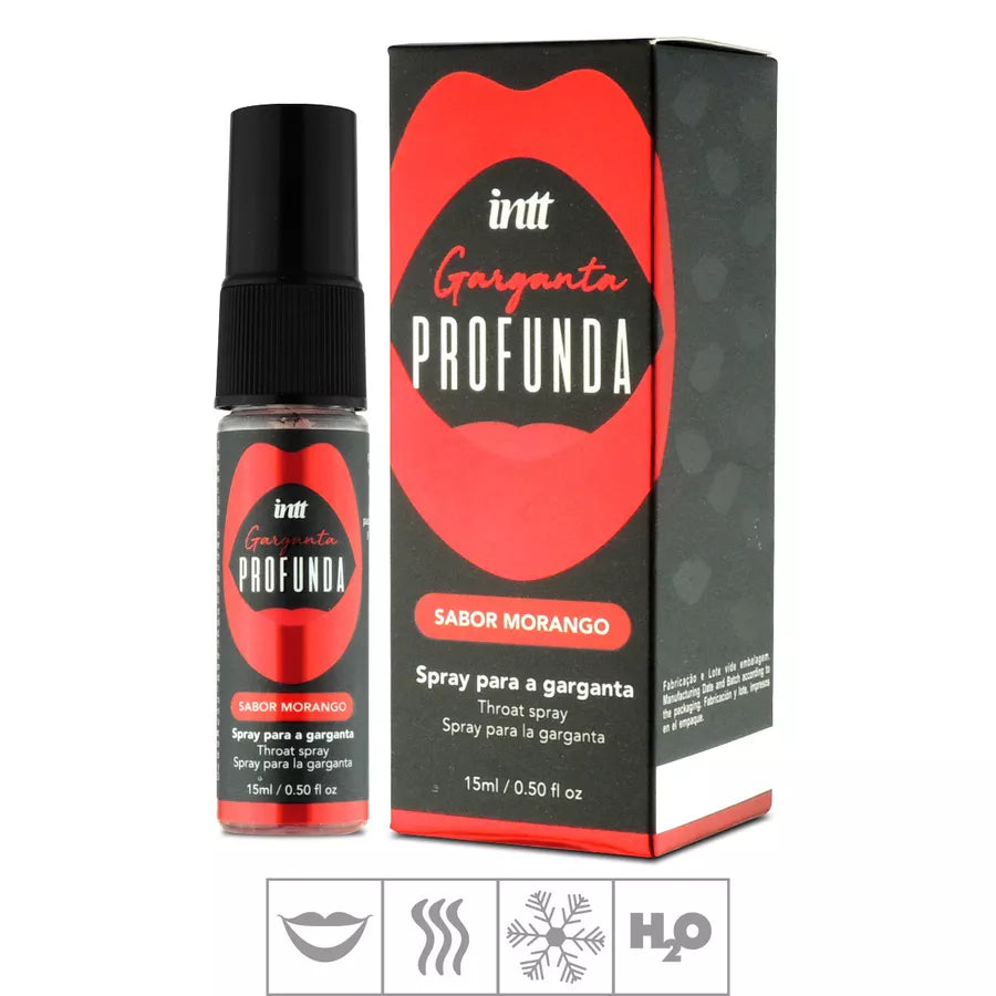 Intt Spray Garganta Profunda 15ml | Morango | Sexo Oral